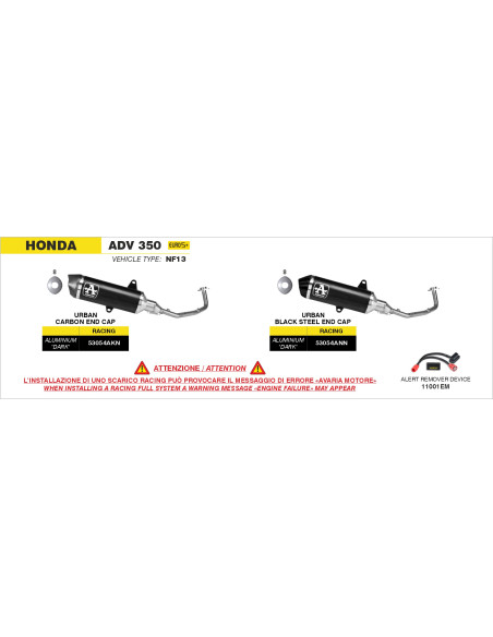 Ligne complète racing avec silencieux Urban ARROW - aluminium dark - embout inox dark - non homologué - HONDA