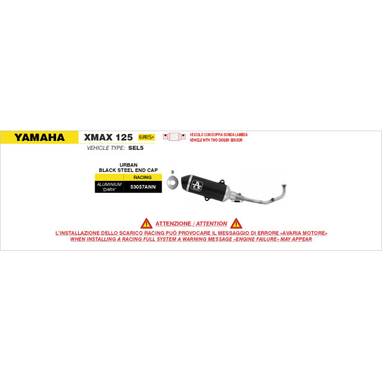 Ligne complète racing avec silencieux Urban ARROW - aluminium dark - embout inox dark - non homologué - YAMAHA