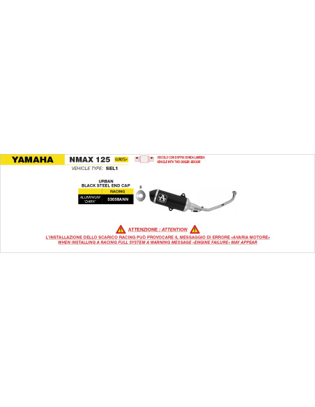 Ligne complète racing avec silencieux Urban ARROW - aluminium dark - embout inox dark - non homologué - YAMAHA