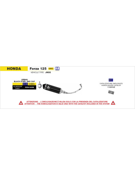 Ligne complète avec silencieux Urban ARROW - aluminium dark - embout inox dark - homologué - HONDA FORZA 125 2021-2024