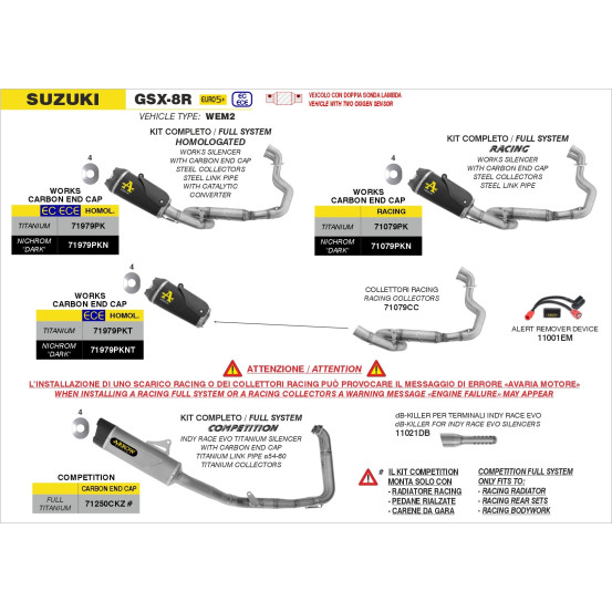 Ligne complète Works ARROW - titane - embout carbone - homologué - SUZUKI