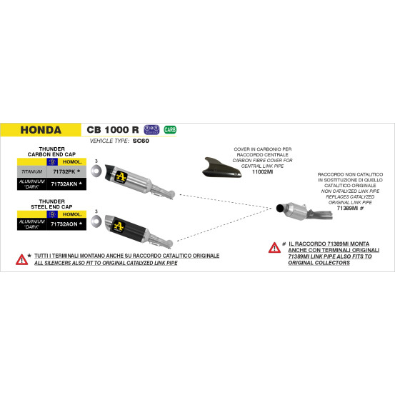 Pare-chaleur en carbone ARROW - HONDA CB 1000 R 2008-2017