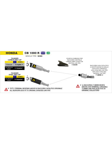 Pare-chaleur en carbone ARROW - HONDA CB 1000 R 2008-2017