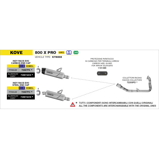 Pare-chaleur en carbone ARROW - KOVE 800X PRO 2024 - 800X PRO / 800X RALLY 2025-2026