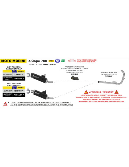 Pare-chaleur en carbone ARROW - MOTO MORINI X-CAPE 700 2025-2026