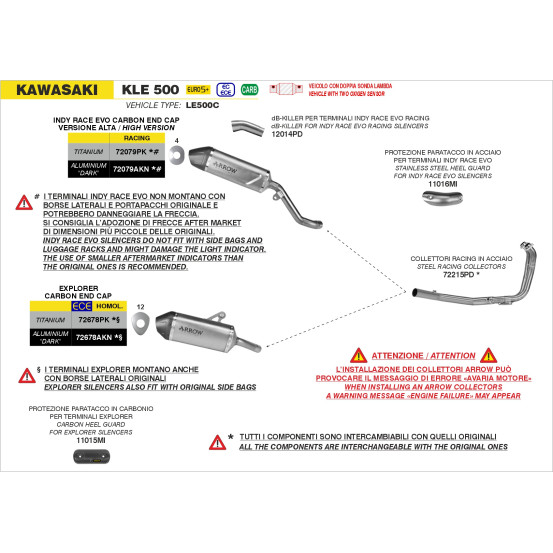 Pare-chaleur en carbone ARROW - KAWASAKI KLE 500 2026