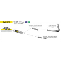 Raccord pour silencieux ARROW Race-Tech / Works pour collecteur Arrow - non homologué - SUZUKI GSX-R 600 - GSX-R 750 2011-2016