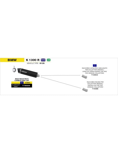 Raccord catalytique ARROW - homologué - BMW K 1300 R 2009-2016 - K 1300 S 2012-2016