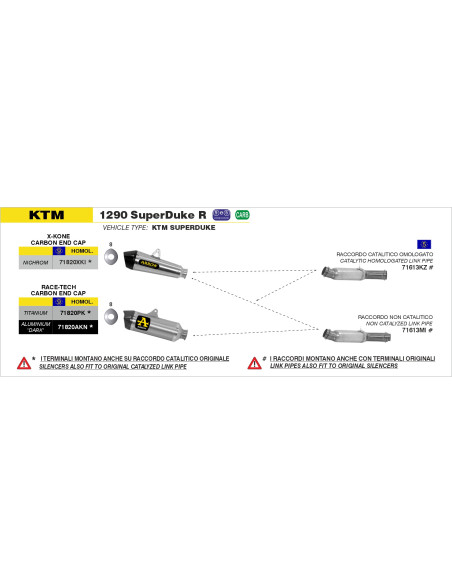 Raccord intermédiaire catalytique ARROW - homologué - KTM 1290 SUPERDUKE R 2014-2016