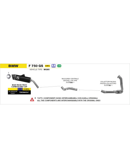 Raccord central ARROW - non homologué - BMW