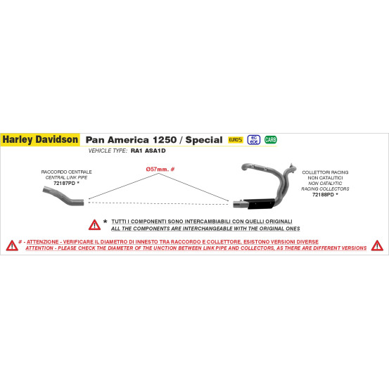 Raccord non catalysé ARROW - non homologué - HARLEY-DAVIDSON PAN AMERICA 1250 2020-2026