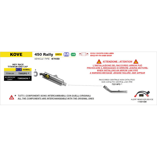 Raccord non catalysé ARROW - non homologué - KOVE 450 RALLY 2025-2026