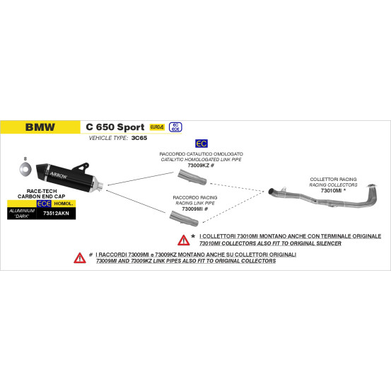 Raccord catalytique ARROW - homologué - BMW C 650 SPORT 2016-2020
