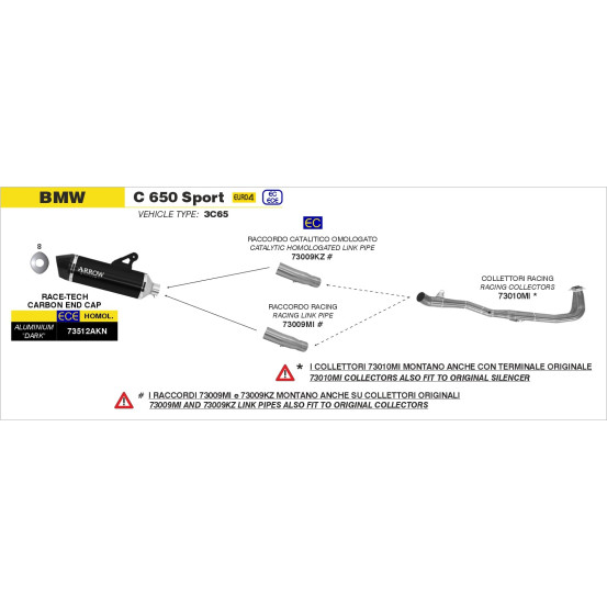Raccord ARROW - non homologué - BMW C 650 SPORT 2016-2020