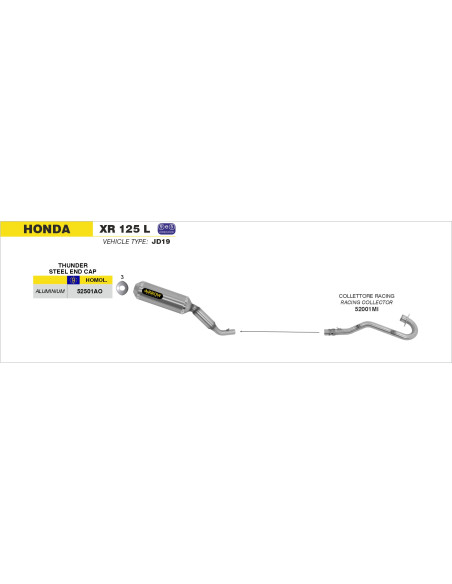 Silencieux Off-road Thunder ARROW - aluminium - embout inox - homologué - HONDA
