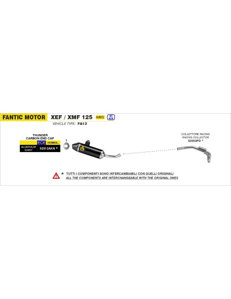 Silencieux Thunder ARROW - aluminium dark - embout en carbone - homologué - FANTIC MOTOR XEF / XMF 125 2023-2024