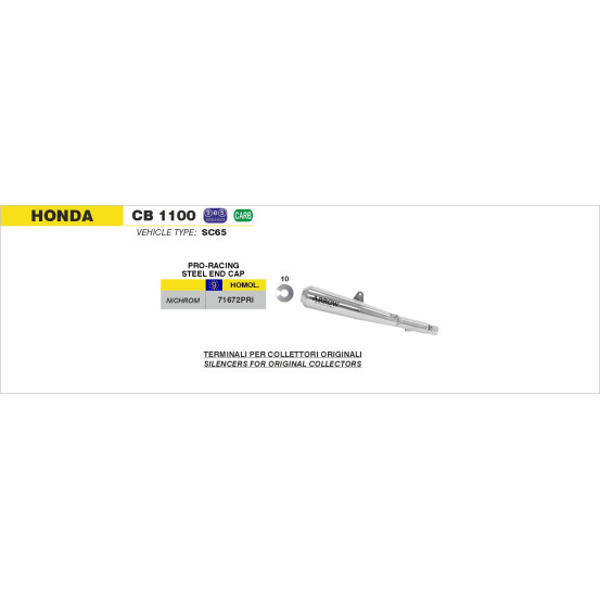 Silencieux Pro-Racing - inox ARROW - homologué - HONDA CB 1100 2013-2016