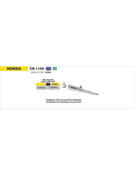 Silencieux Pro-Racing - inox ARROW - homologué - HONDA CB 1100 2013-2016