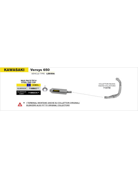 Silencieux Maxi Race-Tech ARROW - aluminium dark - embout inox - homologué - KAWASAKI