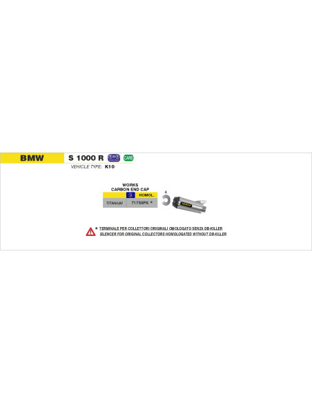 Silencieux Works ARROW - titane - embout carbone - homologué - BMW