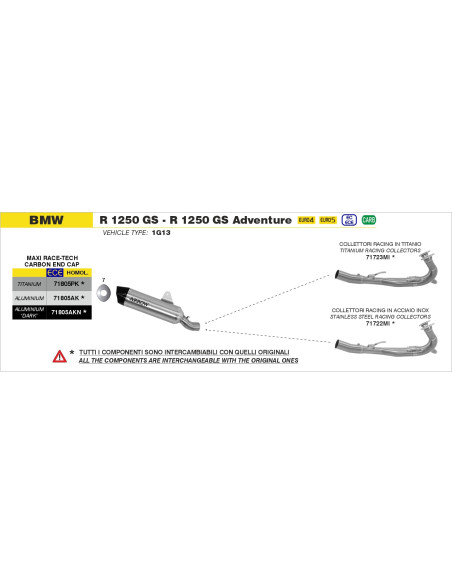 Silencieux Maxi Race-Tech ARROW - aluminium - embout carbone - homologué - BMW