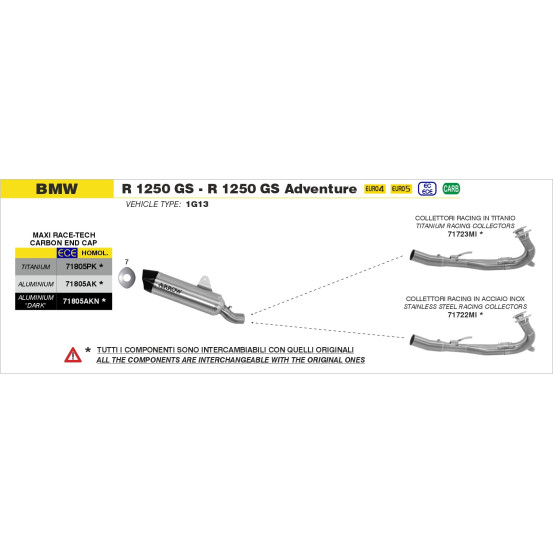 Silencieux Maxi Race-Tech ARROW - aluminium dark - embout carbone - homologué - BMW