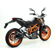 Silencieux Thunder ARROW - aluminium dark - embout carbone - homologué - KTM DUKE 390 2013-2016 - RC 125 - RC 390 2015-2016 2
