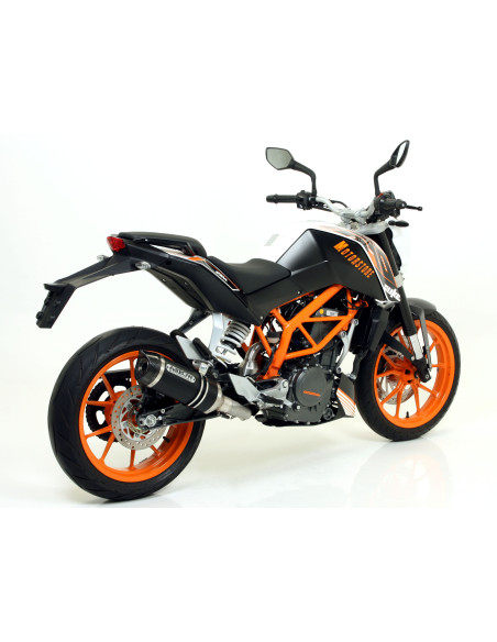 Silencieux Thunder ARROW - aluminium dark - embout carbone - homologué - KTM DUKE 390 2013-2016 - RC 125 - RC 390 2015-2016