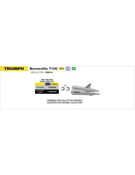 Paire de silencieux Pro-Racing ARROW - nichrome dark - homologué - TRIUMPH