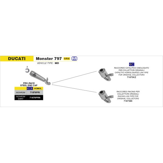 Silencieux Pro-Race ARROW - nichrome - homologué - DUCATI