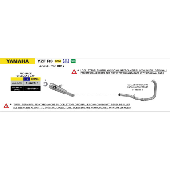 Silencieux Pro-Race ARROW - nichrome dark - homologué - YAMAHA YZF R3 2019-2020