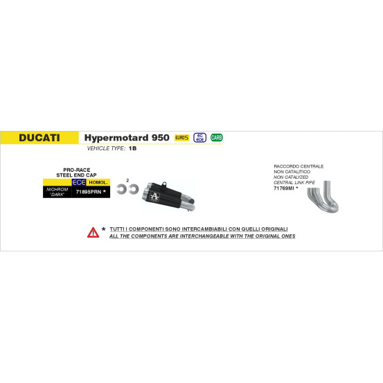 Paire de silencieux Pro-Race ARROW - nichrome dark - homologué - DUCATI