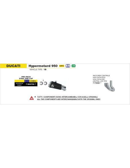 Paire de silencieux Pro-Race ARROW - nichrome dark - homologué - DUCATI