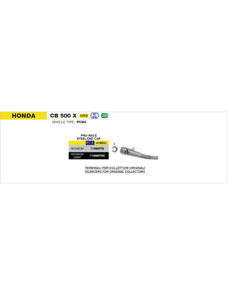 Silencieux Pro-Race ARROW - nichrome dark - homologué - HONDA CB 500 X 2019-2020