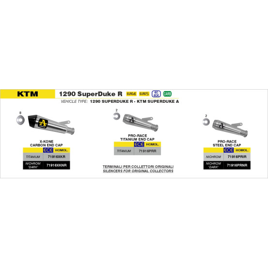 Silencieux X-Kone ARROW - nichrome dark - homologué - KTM 1290 SUPERDUKE R 2020-2023 - 1390 SUPERDUKE R 2024-2026