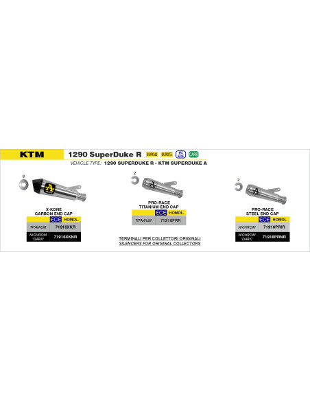 Silencieux X-Kone en titane ARROW - homologué - KTM 1290 SUPERDUKE R 2020-2023 - 1390 SUPERDUKE R 2024-2026