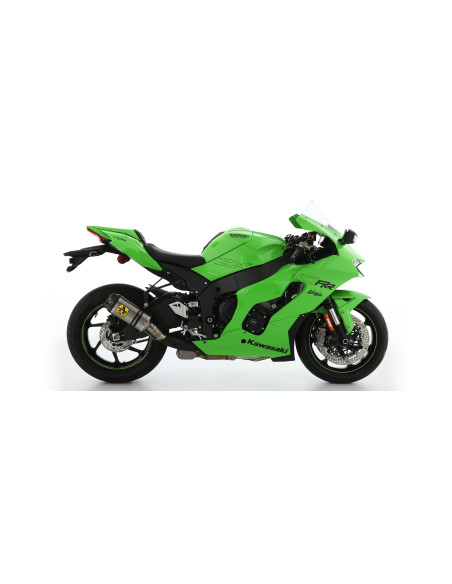 Silencieux Indy Race avec raccord en titane ARROW - aluminium dark - embout carbone - homologué - KAWASAKI