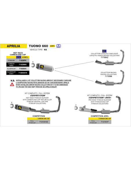 Silencieux Indy Race ARROW - aluminium dark - embout carbone - homologué - APRILIA RS 660 2020-2024 - TUONO 660 2021-2024