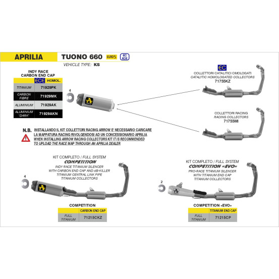 Silencieux Indy Race carbone ARROW - homologué - APRILIA RS 660 2020-2024 - TUONO 660 2021-2024