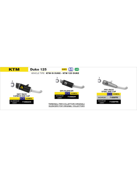 Silencieux Pro-Race ARROW - nichrome dark - homologué - KTM DUKE 125 - DUKE 390 2021-2023