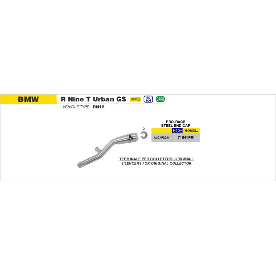 Silencieux Pro-Race ARROW - nichrome - homologué - BMW R NINE T URBAN GS 2021-2024