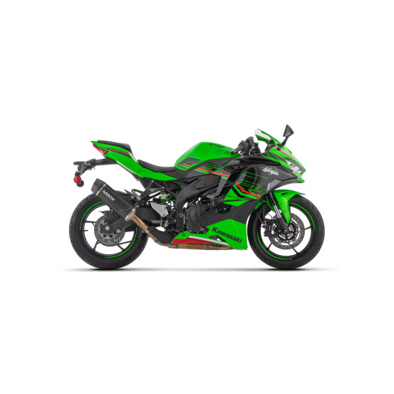 Silencieux Indy Race EVO ARROW - aluminium dark - embout carbone - homologué - KAWASAKI ZX-4R 2024-2026