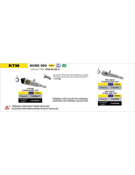 Silencieux X-Kone ARROW - titane - embout carbone - homologué - KTM DUKE 990 2024-2025