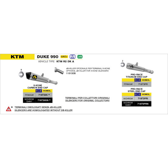 Silencieux X-Kone ARROW - inox dark - embout carbone - homologué - KTM DUKE 990 2024-2025