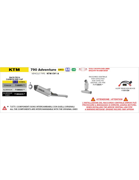 Silencieux Race-Tech ARROW - titane - embout carbone - homologué - KTM / HUSQVARNA