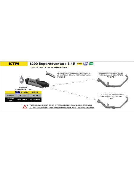 Silencieux Sonora ARROW - titane - embout carbone - homologué - KTM