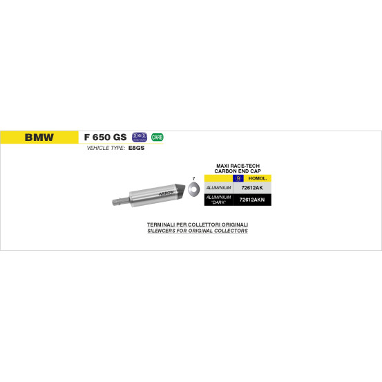 Silencieux Maxi Race-Tech ARROW - aluminium - embout carbone - homologué - BMW