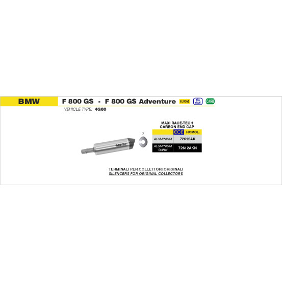 Silencieux Maxi Race-Tech ARROW - aluminium dark - embout carbone - homologué - BMW
