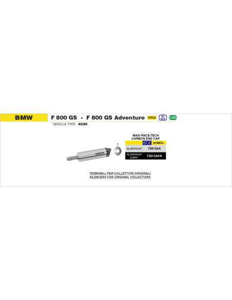 Silencieux Maxi Race-Tech ARROW - aluminium dark - embout carbone - homologué - BMW