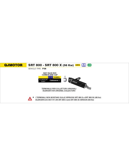 Silencieux Indy Race EVO ARROW - aluminium dark - embout carbone - homologué - QJMOTOR